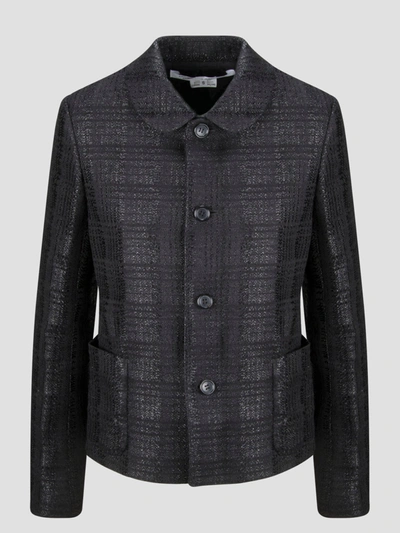 Shop Comme Des Garcon Tweed Shirt Jacket In Black