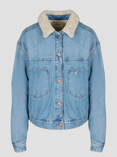 Shop Isabel Marant Étoile Denim Shearling Jacket In Blue