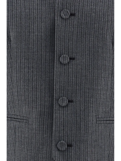 Shop Fendi Striped Vest In Grey Melange