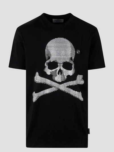 Shop Philipp Plein Skull & Bones Crystal T-shirt In Black