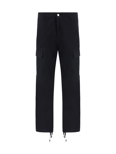 Shop Carhartt Cargo Pants In Black Garment Dyed