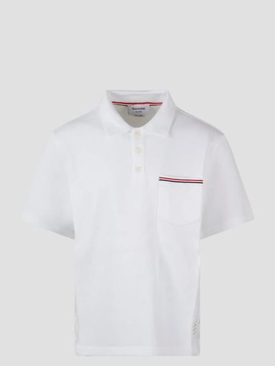 Shop Thom Browne Pocket Interlock Polo Shirt In White