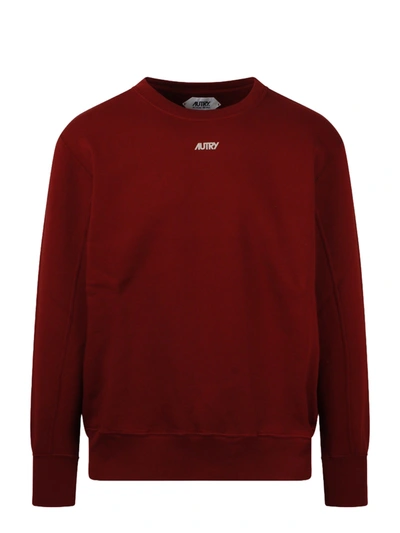 Shop Autry Logo Bi-color Sweatshirt In Dark Red