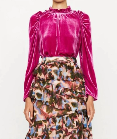 Shop Marie Oliver Layla Blouse In Hibiscus Pink Velvet
