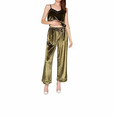 Shop Lattelove Velvet Pant In Dark Green In Gold