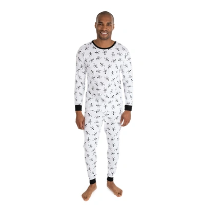 Shop Leveret Mens Two Piece Cotton Pajamas Skeleton White