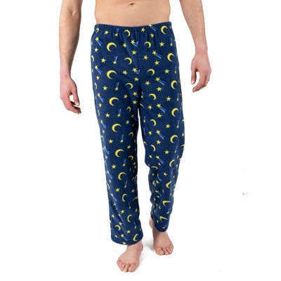 Shop Leveret Mens Fleece Pajama Pants Moon In Blue