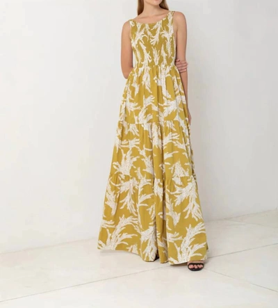 Shop S/w/f Low Back Shirred Maxi Dress In A Memoir In Yellow
