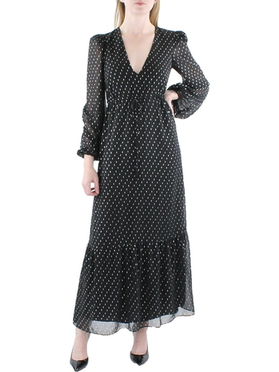 Shop Calvin Klein Womens Metallic V Neck Maxi Dress In Black