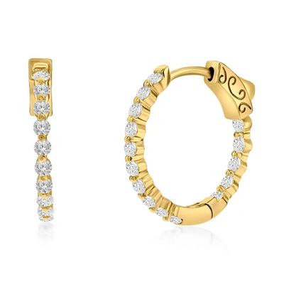 Shop Simona Sterling Silver Or Gold Plated Over Sterling Silver 20mm Inside-outside Round Cz Hoop Earrings