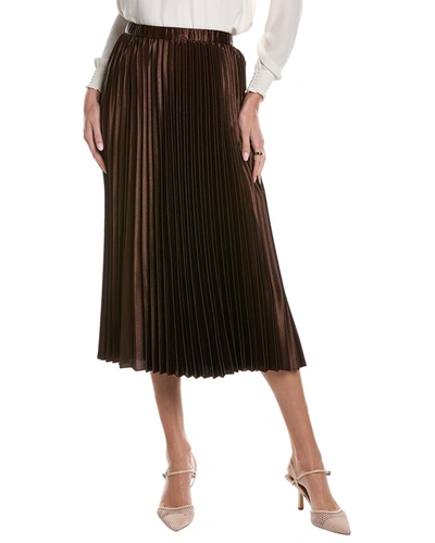 Shop Anne Klein Pleated Skirt In Brown