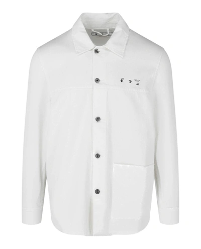 Shop Off-white Caravaggio Arrow Denim Overshirt In White