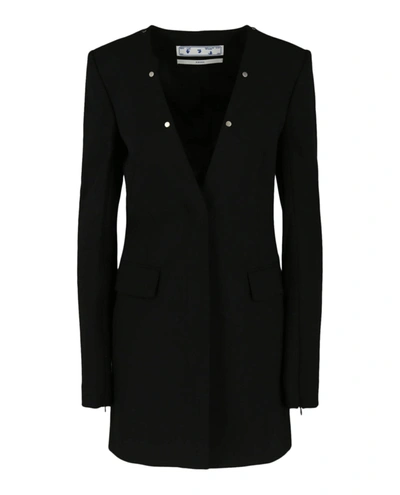 Shop Off-white Light Wool Snap Blazer Dress In Black