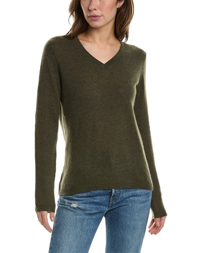 Shop Forte Cashmere V-neck Cashmere Sweater In Green