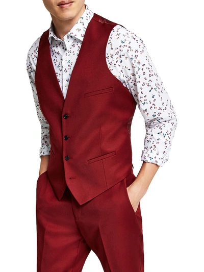 Shop Bar Iii Mens Wool Blend Separate Suit Vest In Red