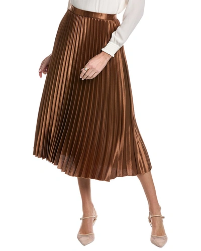 Shop Anne Klein Pleated Skirt In Brown