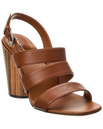 Shop Ferragamo Trezze Leather Sandal In Brown