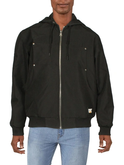 Shop Caterpillar Mens Lightweight Hooded Windbreaker Jacket In Black