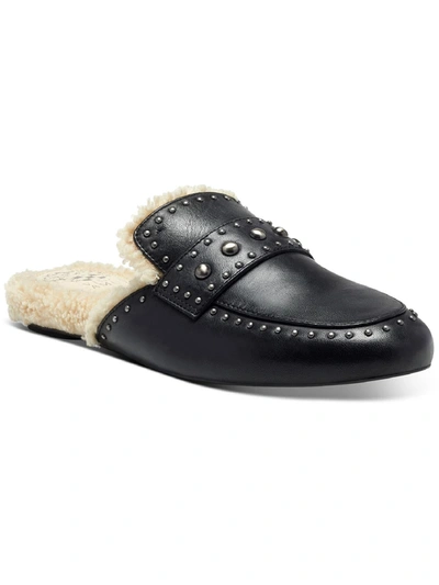 Shop Vince Camuto Alvintal Womens Studded Faux Fur Lined Loafer Mule In Black