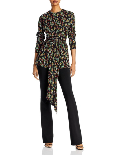 Shop Lafayette 148 Womens Foral Gathered Blouse In Black