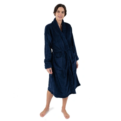 Shop Leveret Womens Fleece Robe In Blue
