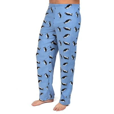 Shop Leveret Christmas Mens Fleece Pajama Pants Penguin In Blue