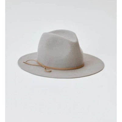 Shop Hat Attack Amelia Wool Felt Fedora In Light Grey/ Tan Sueded Tie In White