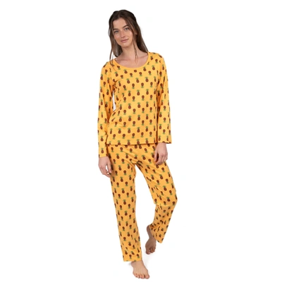 Shop Leveret Womens Two Piece Cotton Loose Fit Pajamas Pineapple In Green