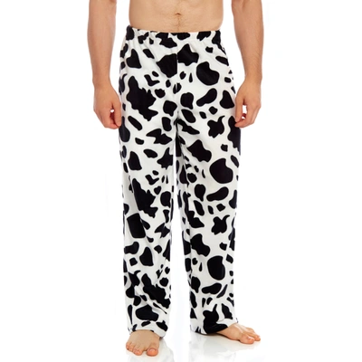 Shop Leveret Mens Fleece Pajama Pants Cow Black