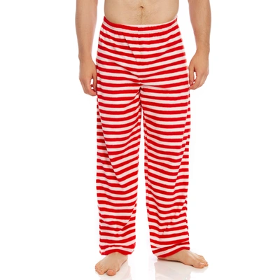 Shop Leveret Christmas Mens Fleece Pajama Pants Striped In Red