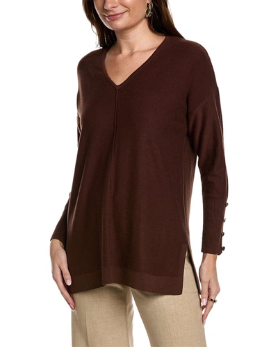 Shop Anne Klein V-neck Blouse In Brown