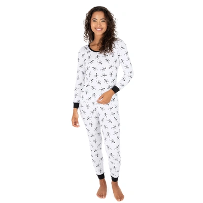 Shop Leveret Womens Two Piece Cotton Pajamas Skeleton White
