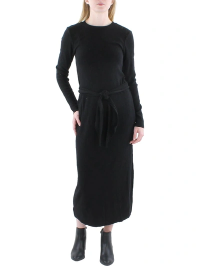 Shop Splendid Womens Knit Ribbed Sweaterdress In Black