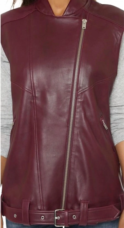 Shop Iro Abrega Leather Vest In Burgundy In Red
