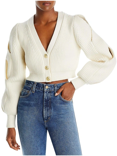 Shop Derek Lam 10 Crosby Womens Cropped Rib Knit Cardigan Sweater In Multi