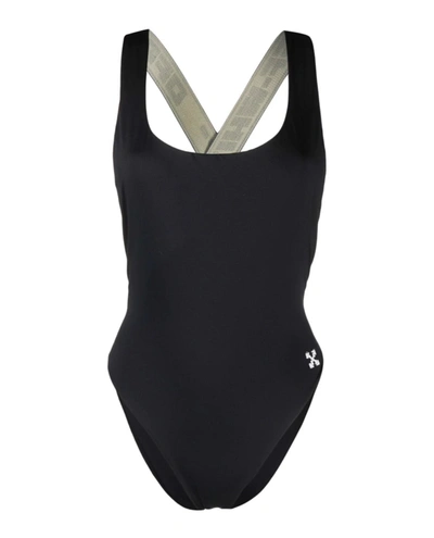 Shop Off-white Logo Banded Swimsuit In Black