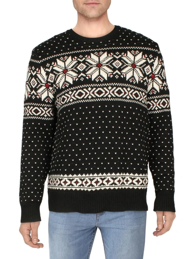Shop Polo Ralph Lauren Mens Pullover Fair Isle Crewneck Sweater In Black