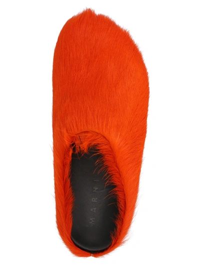 Shop Marni Eco Fur Sabots Sandals Orange