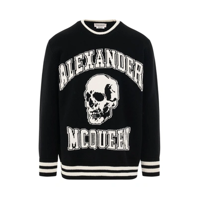 Shop Alexander Mcqueen Varsity Logo Jacquard Knit Sweater