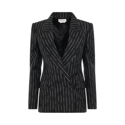 Shop Alexander Mcqueen Certified Broken Stripe Wool Suit Jacket
