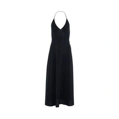 Khaite Raysha Cotton-blend Jersey Halterneck Midi Dress