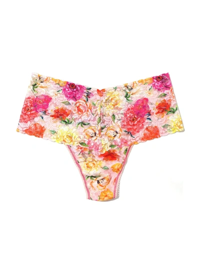 Shop Hanky Panky Printed Retro Lace Thong Bring Me Flowers In Multicolor