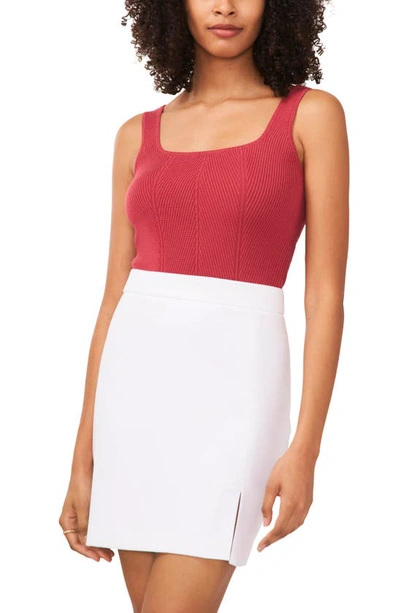 Halogen Transfer Rib Sweater Tank In Earth Red
