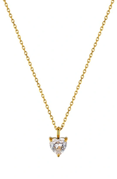 Shop La Rocks Cz Heart Pendant Necklace In Gold
