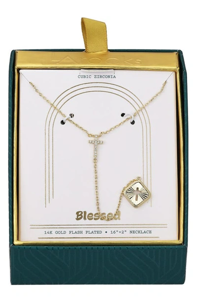 Shop La Rocks Cross Cz Pendant Necklace In Gold