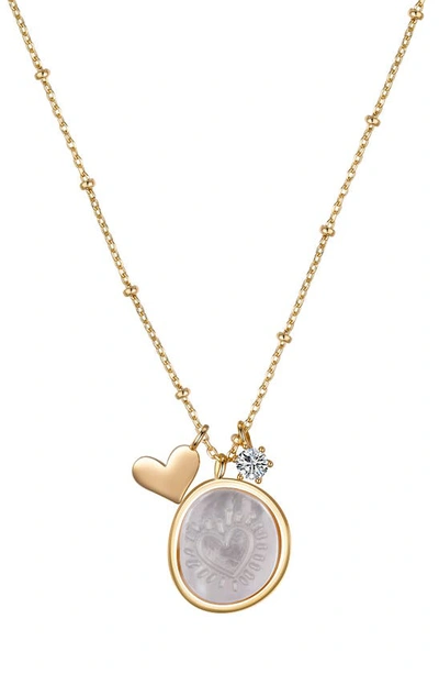 Shop La Rocks Heart Mother Of Pearl & Cz Necklace