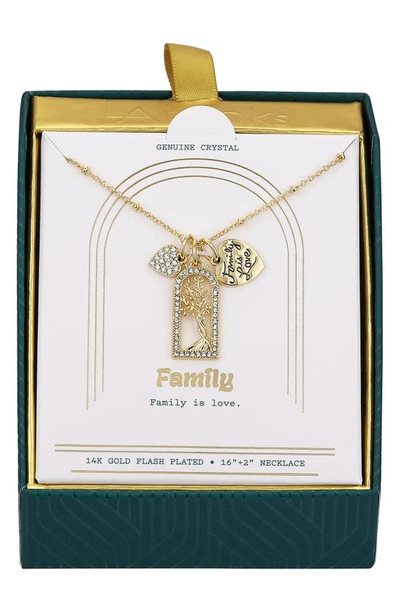 Shop La Rocks Family Is Love Cz Pendant Necklace In Gold