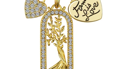 Shop La Rocks Family Is Love Cz Pendant Necklace In Gold