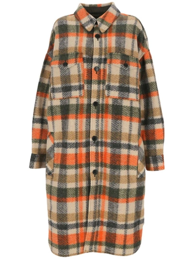 Shop Isabel Marant Marant Coats In Ecru/orange