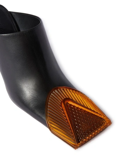 Off-white Leather Lunar Mules With Statement Detail Heel 11 Cm In Black Oran